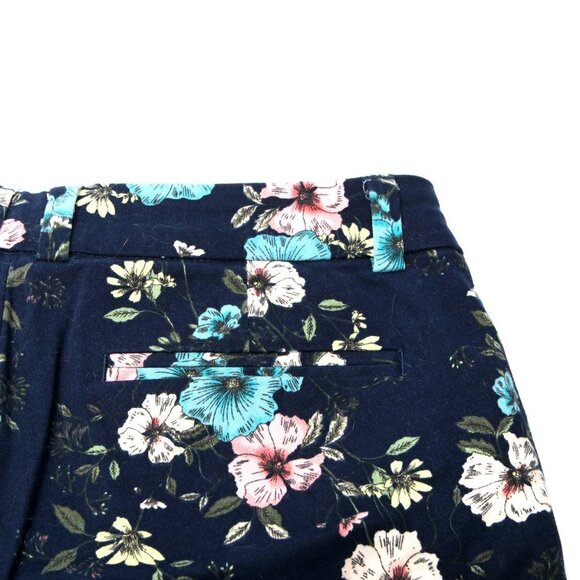 a.n.a Cotton Twill Shorts Floral Mid Rise Stretch Soft Navy Blue Pink - Picture 3 of 7
